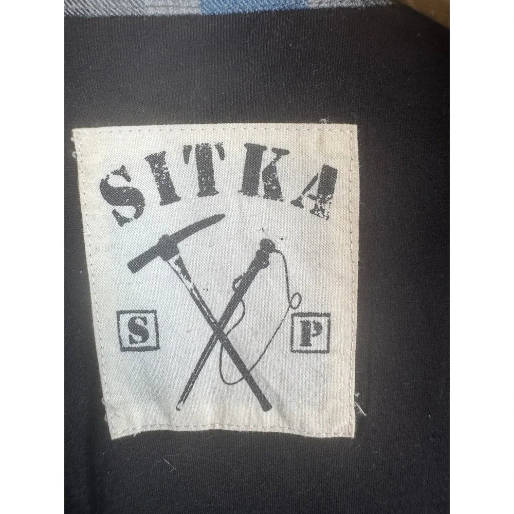 Sitka Blue Plaid Zip Up Shirt Jacket Mens Small Vancouver Island Buffalo Check